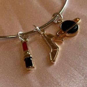 Charm Bracelet with lipstick charm, planet charm, and high heel charm NWOT